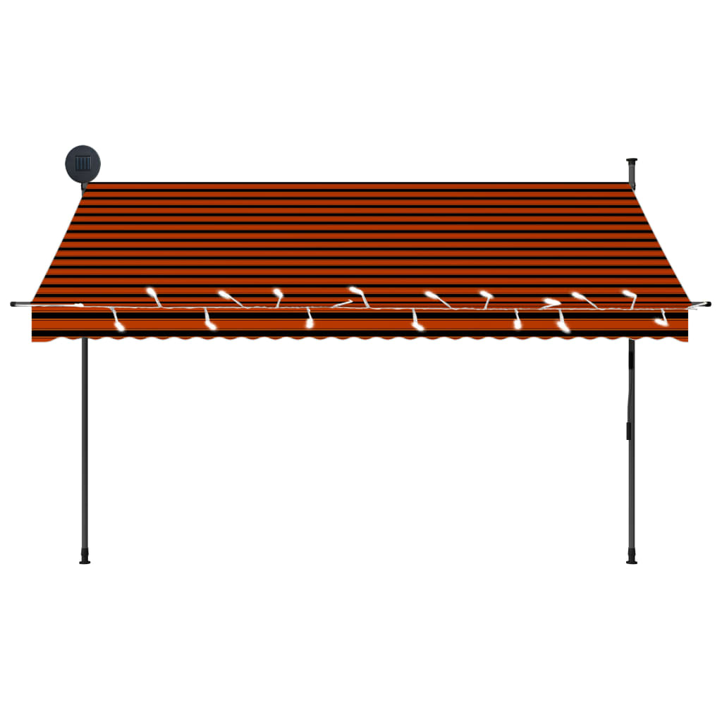 vidaXL Manual Retractable Awning with LED 118.1" Orange and Brown