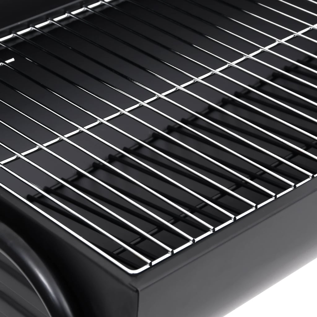 Fekete acél henger alakú grillsütő 2 sütőráccsal 80x95x90 cm 