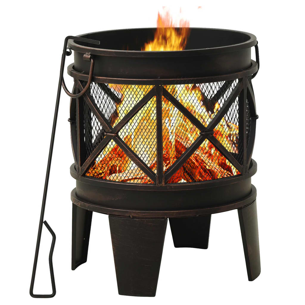 vidaXL Vatră de foc rustică, cu vătrai, Φ42×54 cm, oțel vidaXL imagine noua