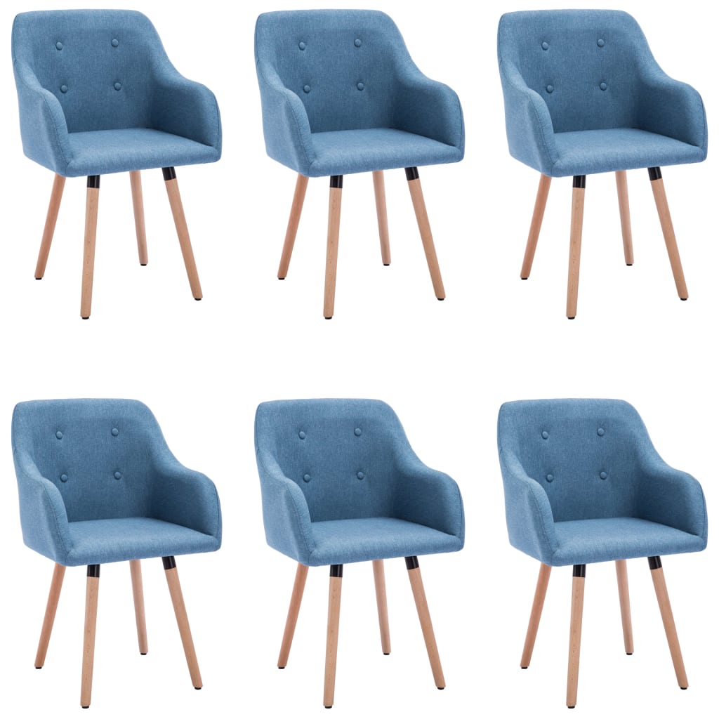 Jídelní židle 6 ks modré textil