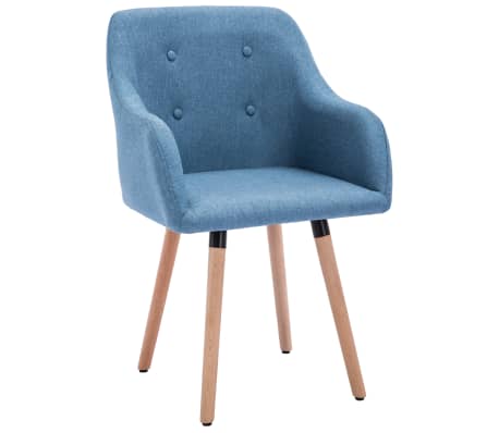 vidaXL Valgomojo kėdės, 6vnt., mėlynos spalvos, audinys, pasukamos