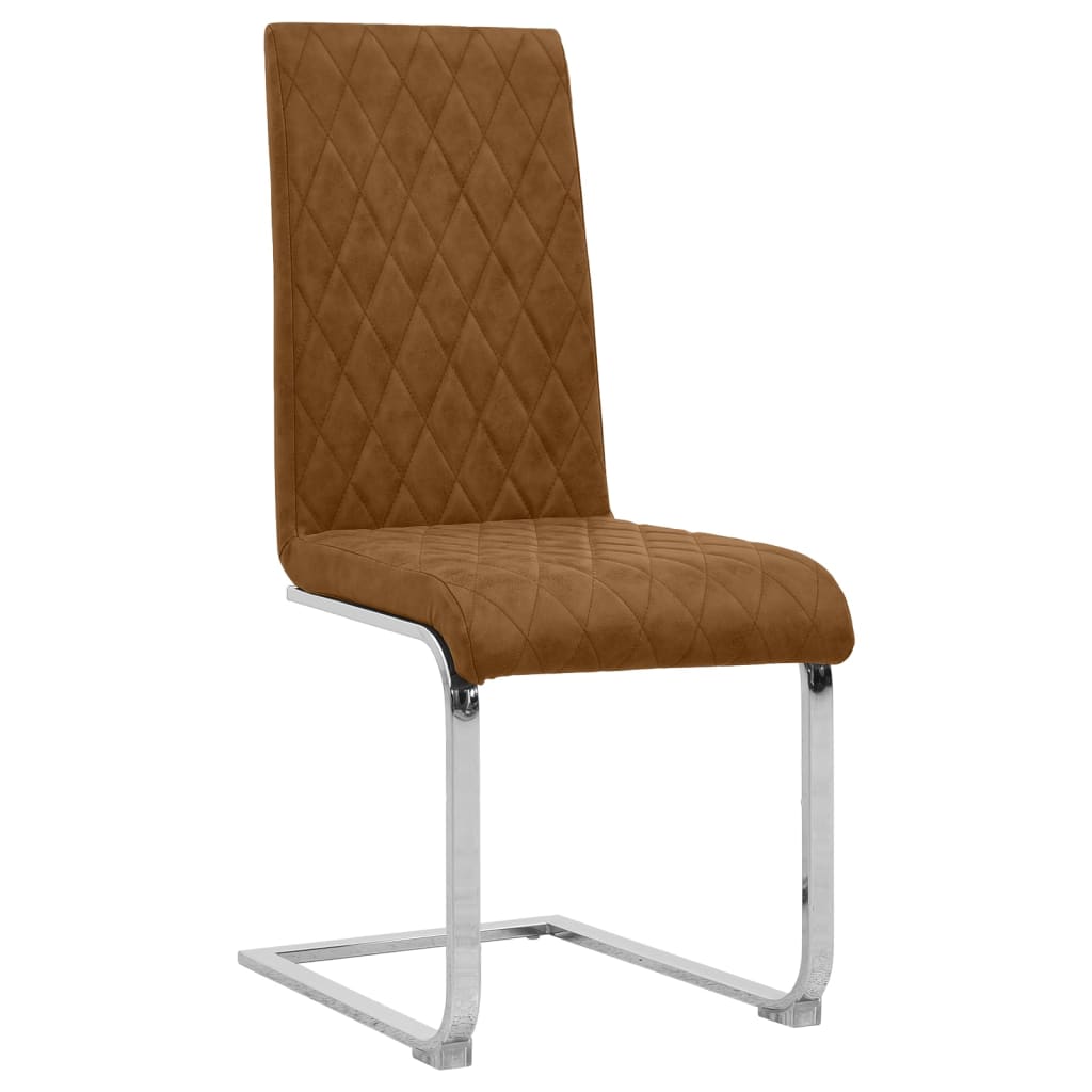 vidaXL Chaises à manger cantilever lot de 2 marron foncé similicuir