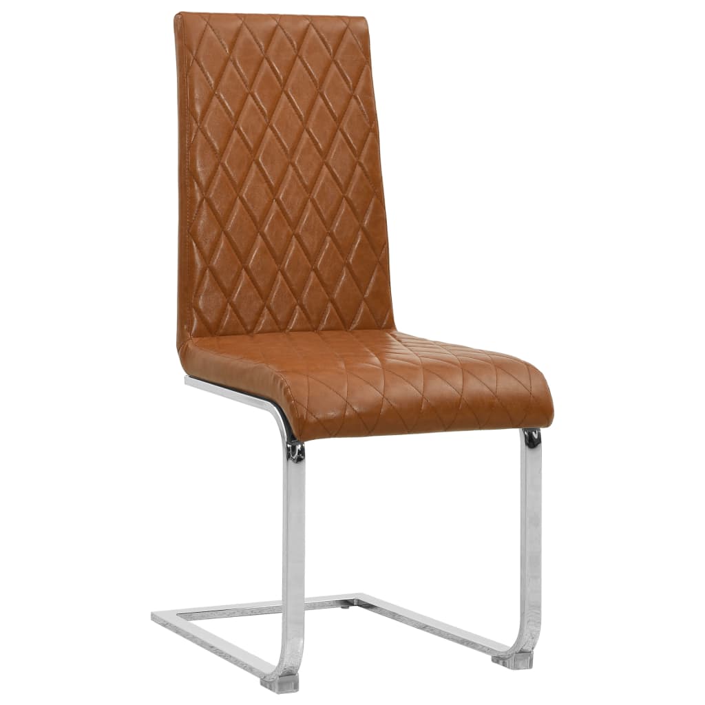 vidaXL Gembinės valgomojo kėdės, 2vnt., rudos, dirbtinė oda, blizgios