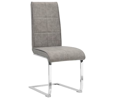 vidaXL Krzesła stołowe, wspornikowe, 2 szt., szare, sztuczna skóra