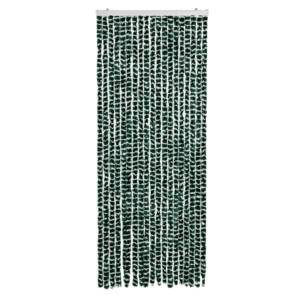 vidaXL Cortina anti-insetos 56x185 cm chenille verde e branco