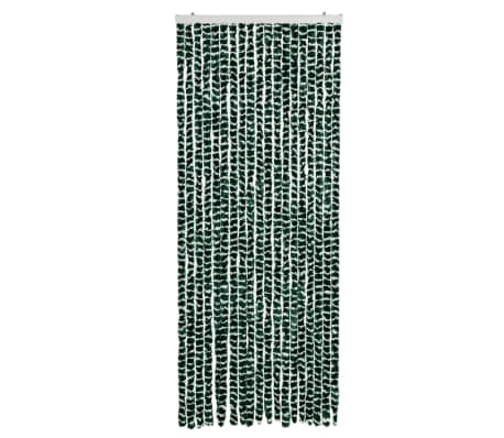 vidaXL Cortina mosquitera de chenilla verde y blanca 56x185 cm