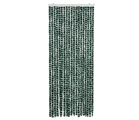 vidaXL Cortina anti-insetos 56x185 cm chenille verde e branco