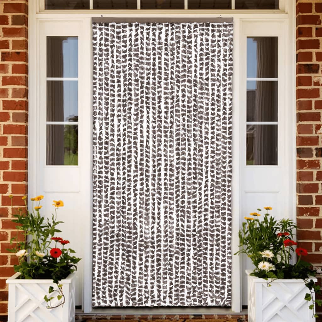 Poza vidaXL Perdea pentru insecte, gri taupe si alb, 100 x 220 cm, chenille