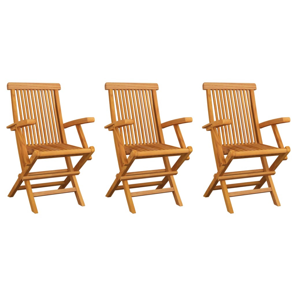 vidaXL Chaises de jardin 3 pcs Bois de teck massif