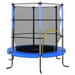 Trampolin z varnostno mrežo okrogel 140x160 cm moder