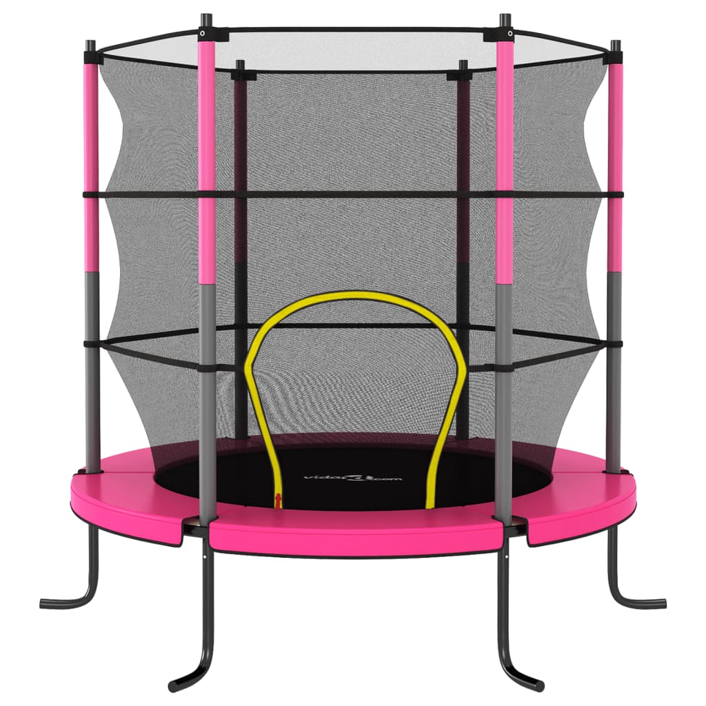 vidaXL Trampolin sa sigurnosnom mrežom okrugli 140 x 160 cm ružičasti