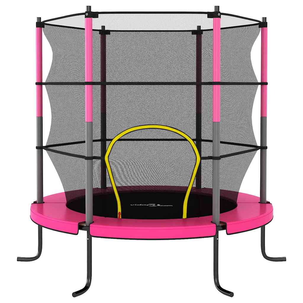 vidaXL Trampoline met veiligheidsnet rond 140x160 cm roze afbeelding