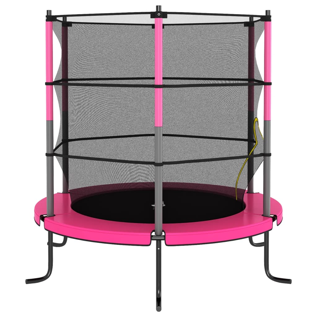 Kerek rózsaszín trambulin védőhálóval 140 x 160 cm 