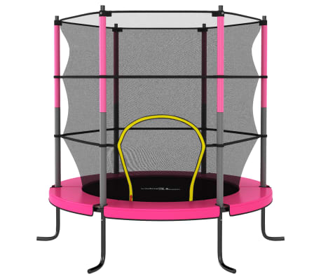 vidaXL kerek rózsaszín trambulin védőhálóval 140 x 160 cm