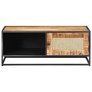 Konferenční stolek 90x50x35 cm hrubý mangovník přírodní rákos - obrázek 3
