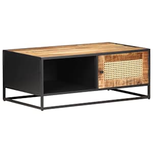 Konferenční stolek 90x50x35 cm hrubý mangovník přírodní rákos - obrázek 9