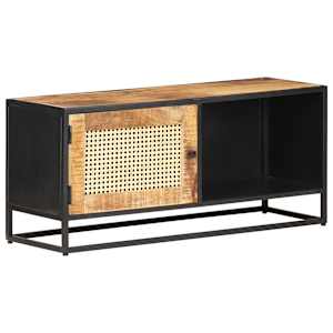 TV stolek 90x30x40 cm hrubý masivní mangovník a přírodní rákos - obrázek 11