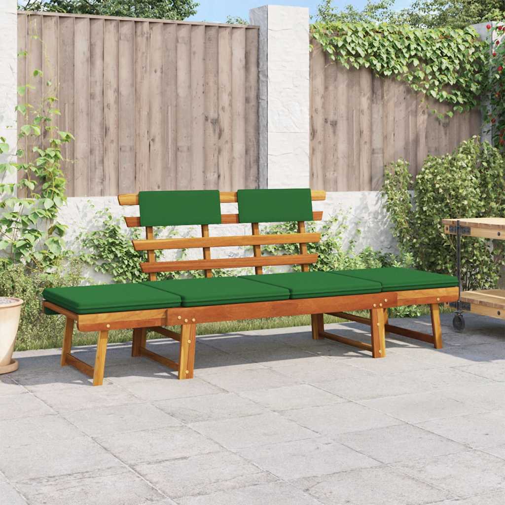 vidaXL Bancă de grădină cu perne 2-în-1, 190 cm, lemn masiv acacia