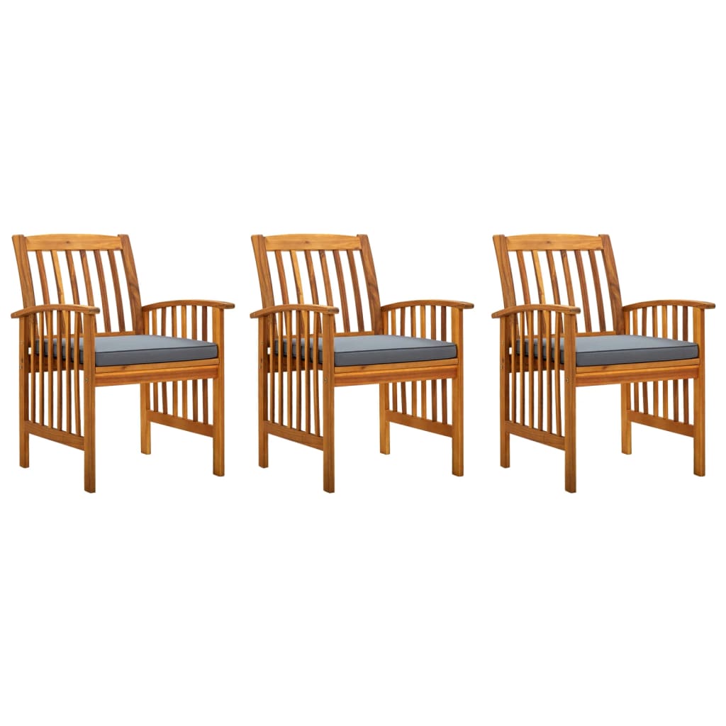 Photos - Garden Furniture VidaXL Patio Dining Chairs 3 pcs with Cushions Solid Acacia Wood 