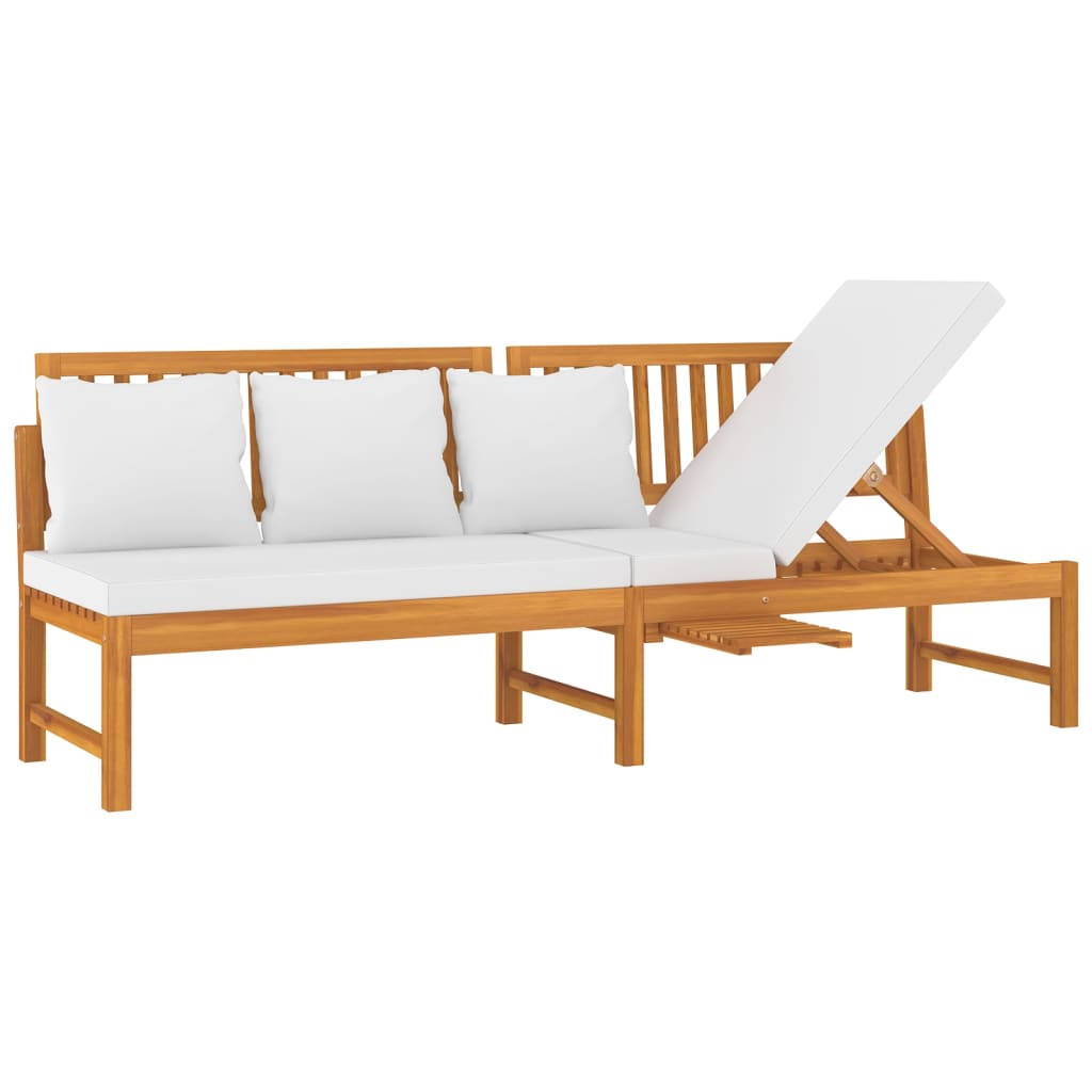 vidaXL Válenda s krémovou poduškou 200 x 60 x 75 cm masivní akácie