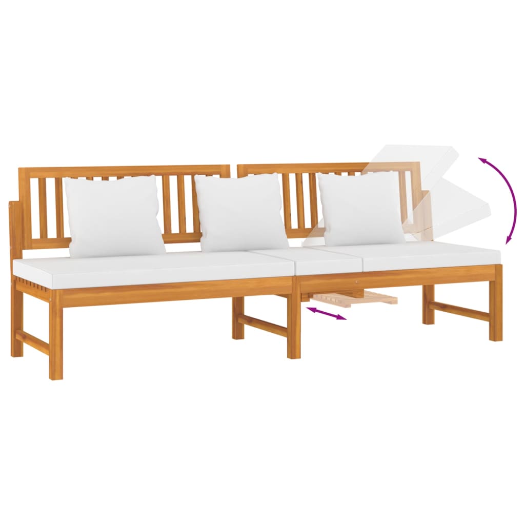 vidaxL Denná posteľ s krémovým vankúšom 200x60x75 cm akáciový masív