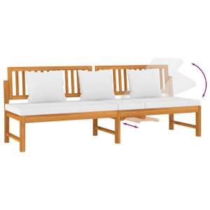 Válenda s krémovou poduškou 200 x 60 x 75 cm masivní akácie - obrázek 6