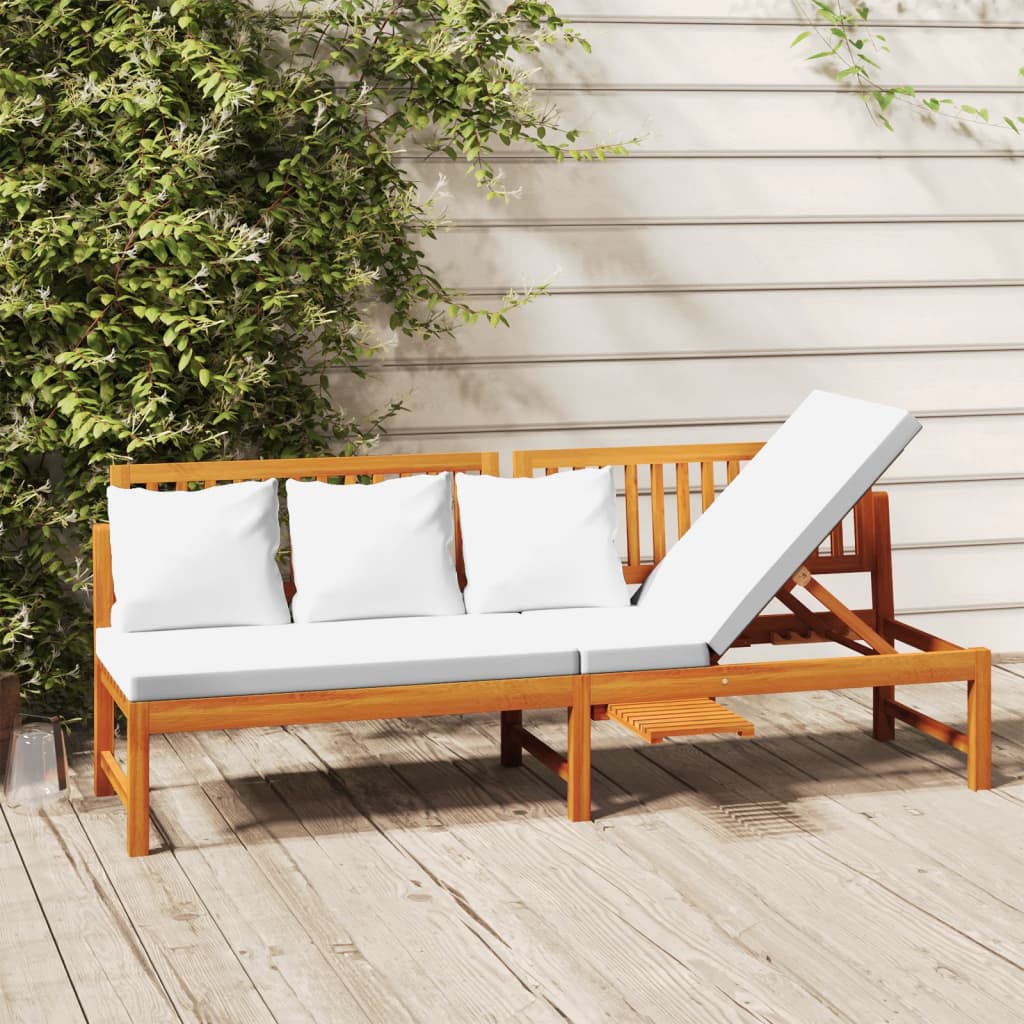 vidaXL Tagesbett mit Cremeweißen Kissen 200x60x75 cm Massivholz Akazie