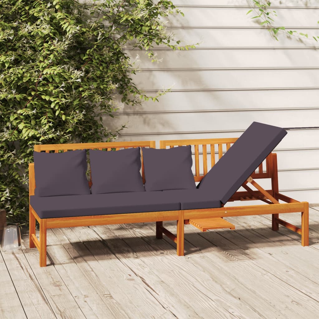 vidaXL Tagesbett mit Grauen Kissen 200x60x75 cm Massivholz Akazie