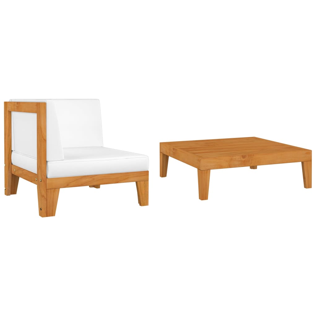 vidaXL Set mobilier de grădină cu perne, 2 piese, lemn masiv de acacia vidaXL