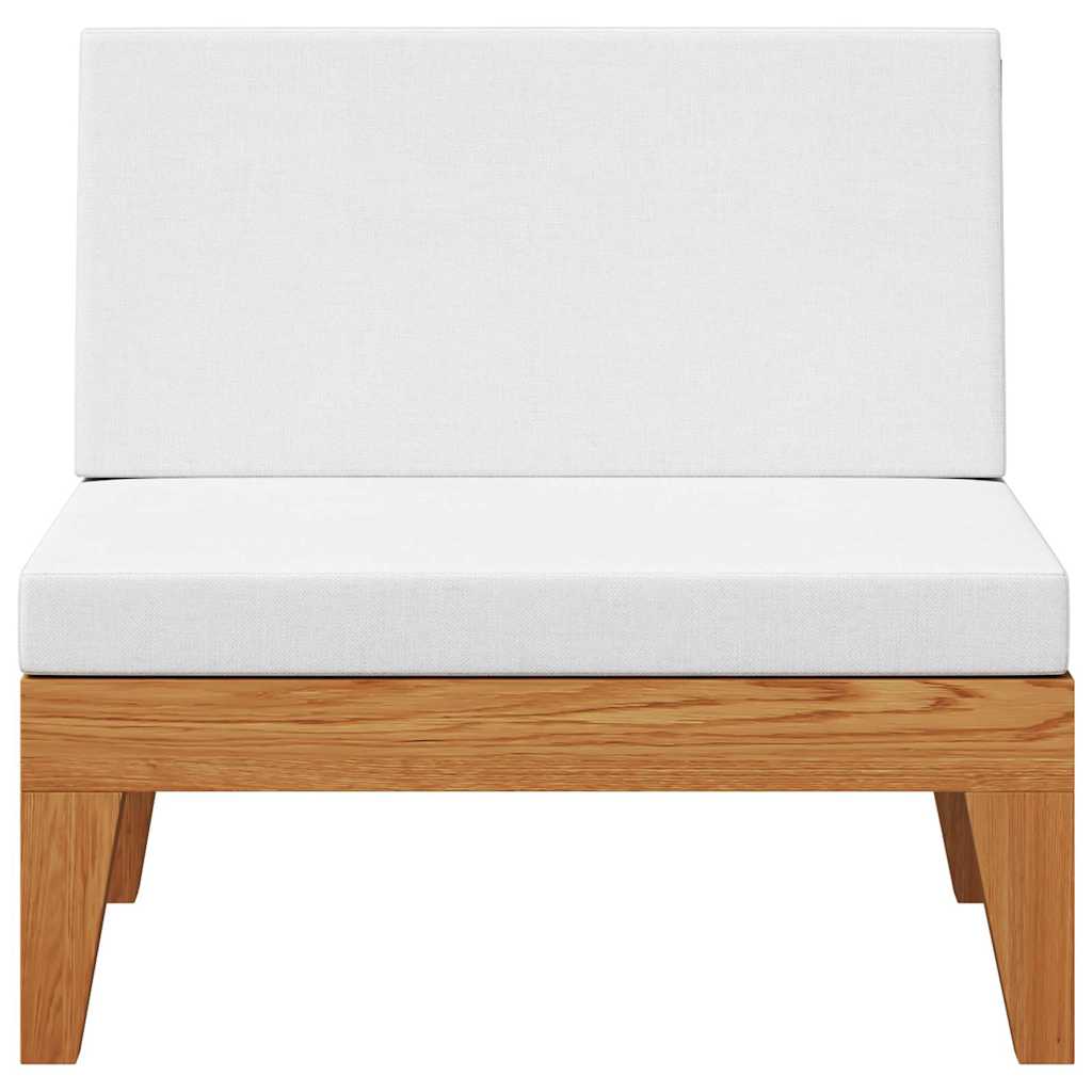 vidaXL Middenbank sectioneel met cr&egrave;mewitte kussens acaciahout