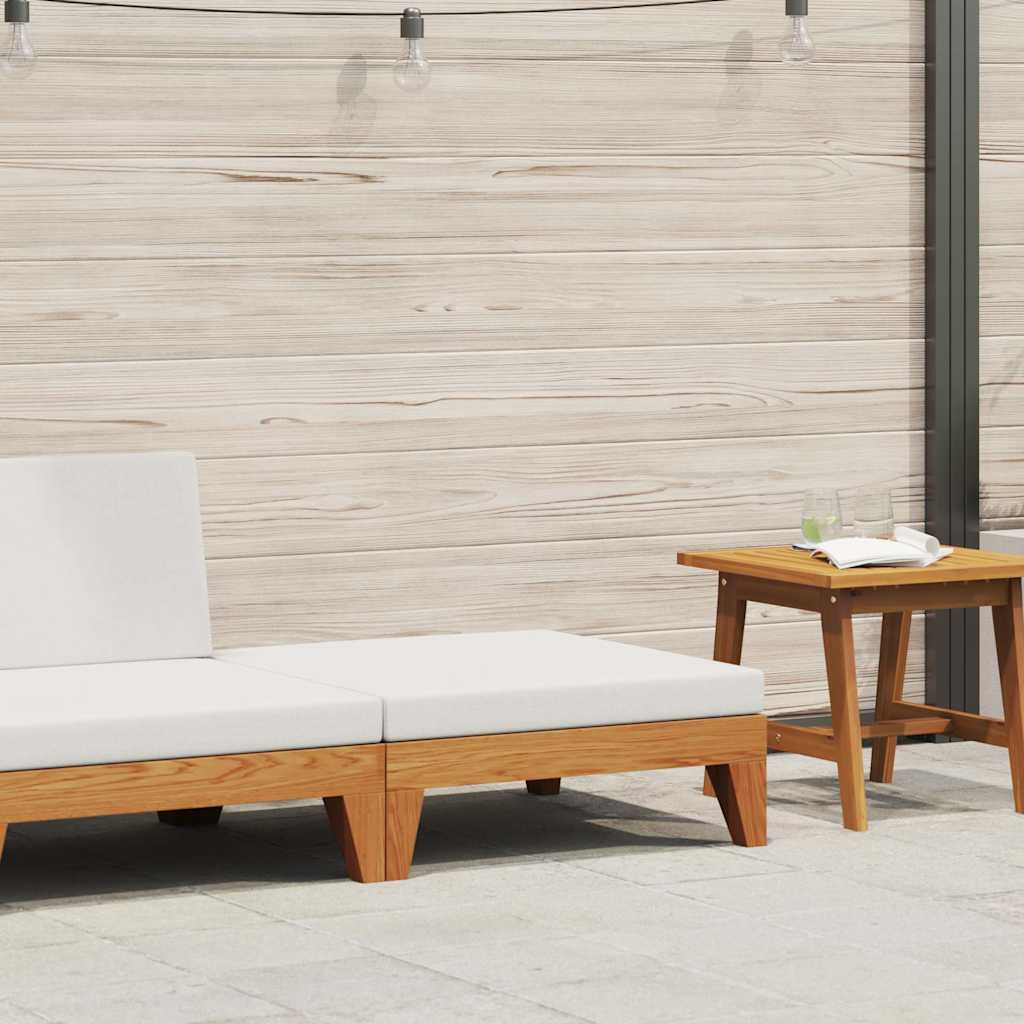 vidaXL Modular-Fußhocker mit Cremeweißen Kissen Akazie Massivholz