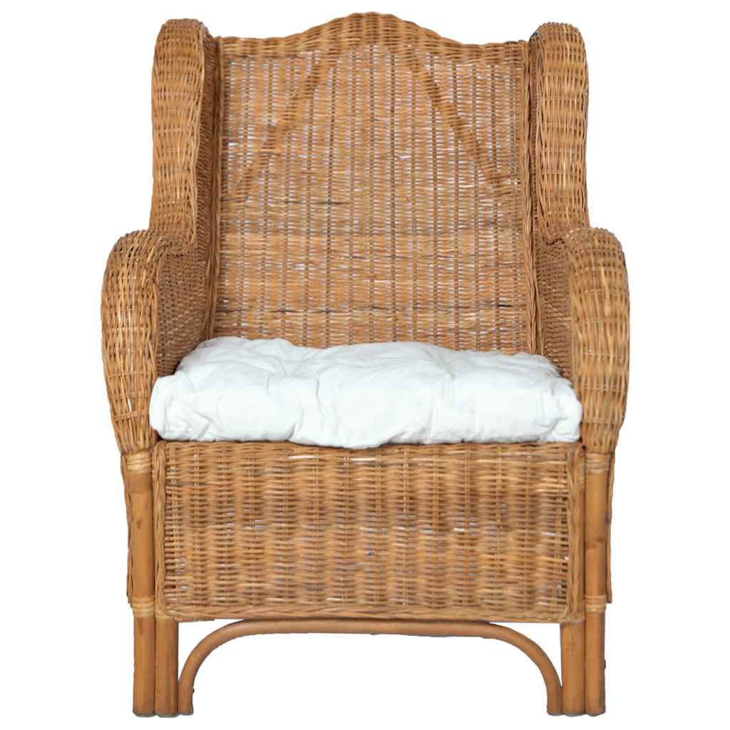 Thumbnail - vidaXL Sessel mit Kissen Hellbraun Natürliches Rattan und Leinen