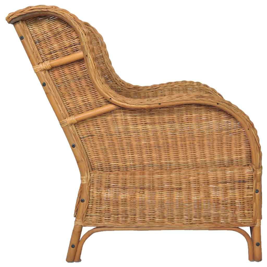 Thumbnail - vidaXL Sessel mit Kissen Hellbraun Natürliches Rattan und Leinen