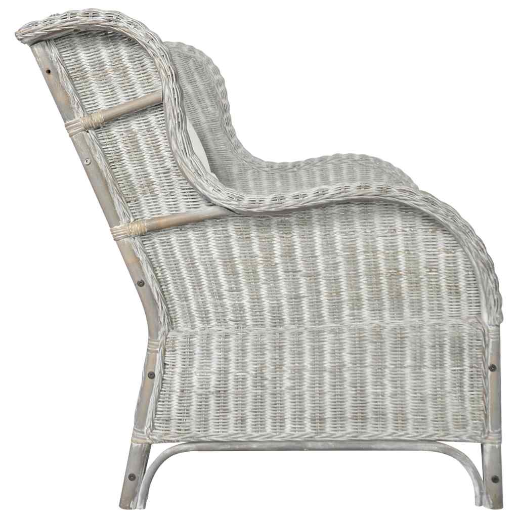 Thumbnail - vidaXL 2-Sitzer-Sofa Grau Natürliches Rattan und Leinen