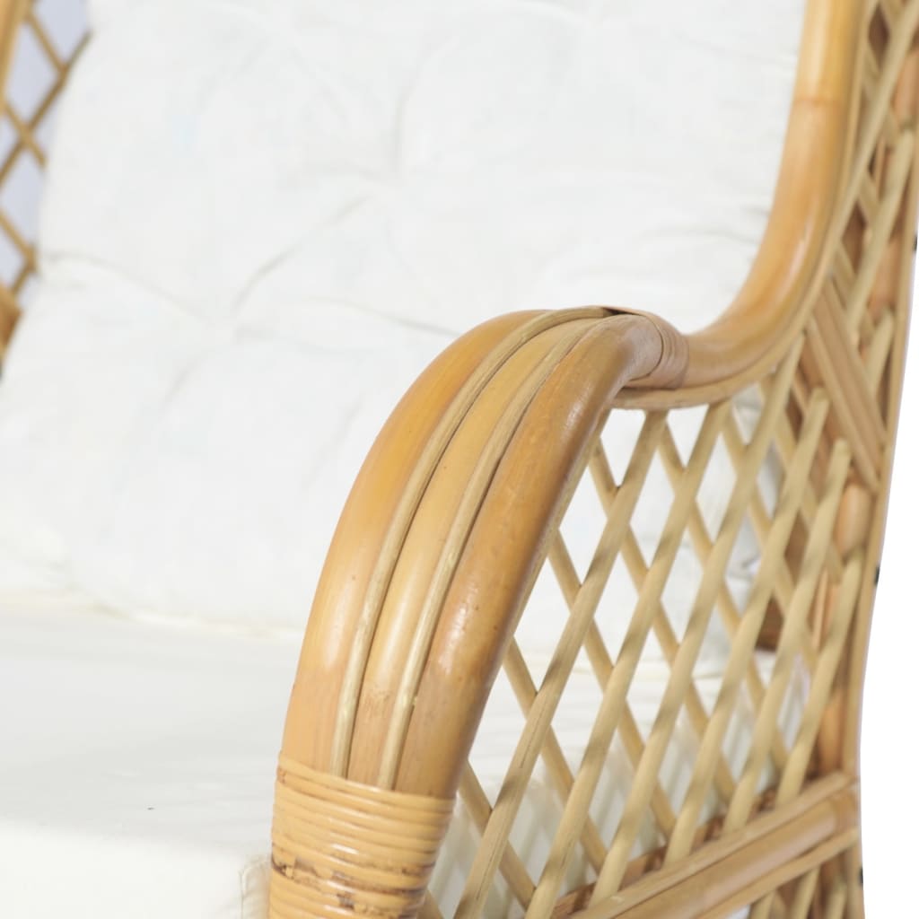 Krėslas su pagalvėlėmis, natūralus ratanas ir linas | Stepinfit