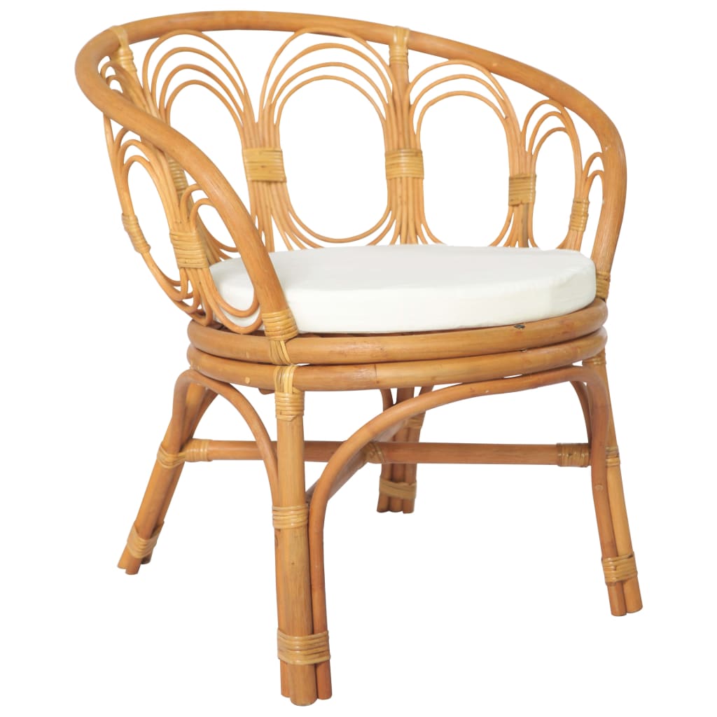 #2 - vidaXL spisebordsstol med hynde naturlig rattan og linned lysebrun