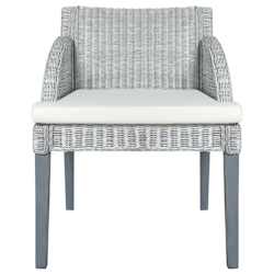 vidaXL Sedia da Pranzo con Cuscino Grigio in Rattan Naturale