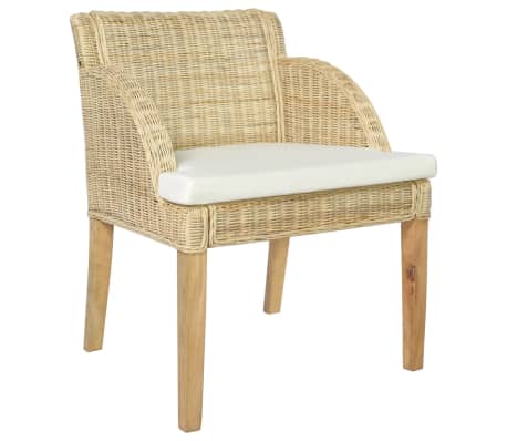 vidaXL Valgomojo kėdės su pagalvėmis, 2vnt., natūralus ratanas