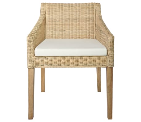 vidaXL Krzesło stołowe z poduszką, naturalny rattan