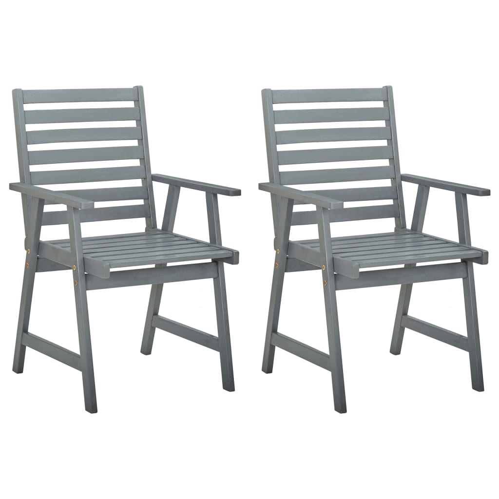 Outdoor Dining Chairs 2 pcs Grey Solid Acacia Wood