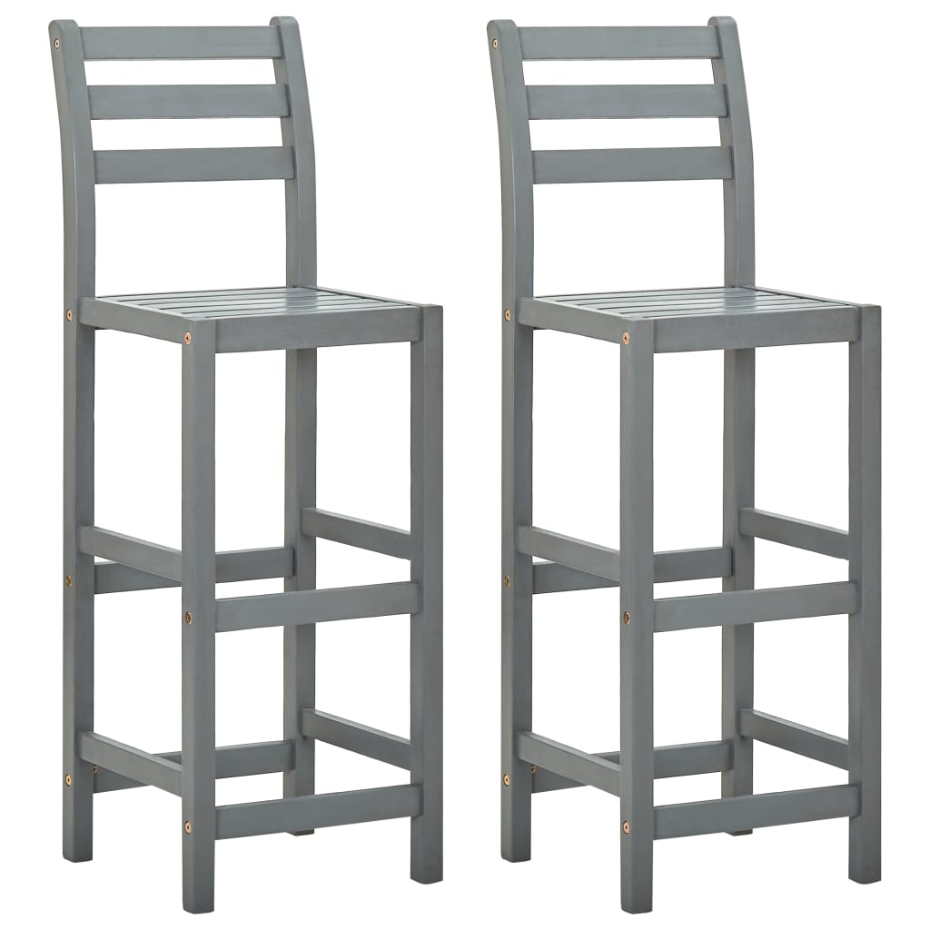 Barové stoličky 2 ks šedé masivní akáciové dřevo