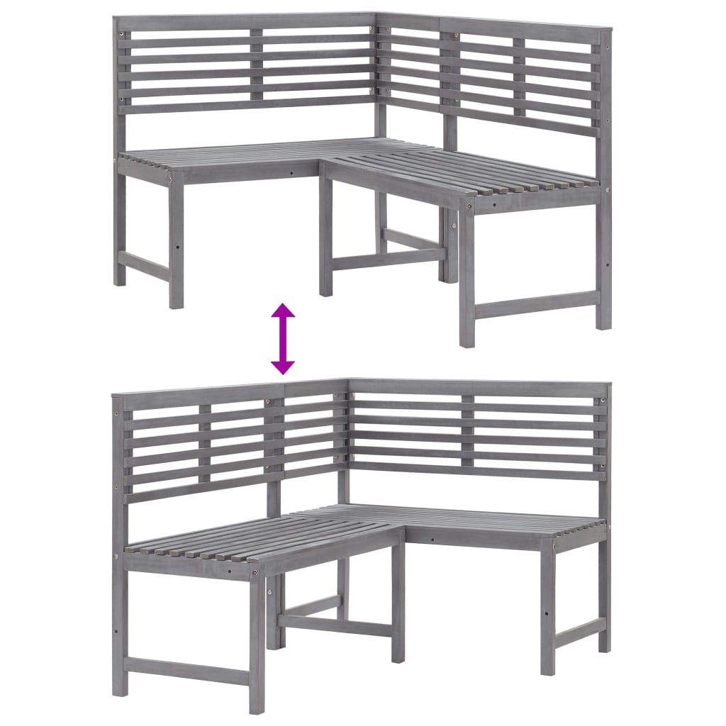 szürke tömör akácfa kerti sarokpad 140 cm