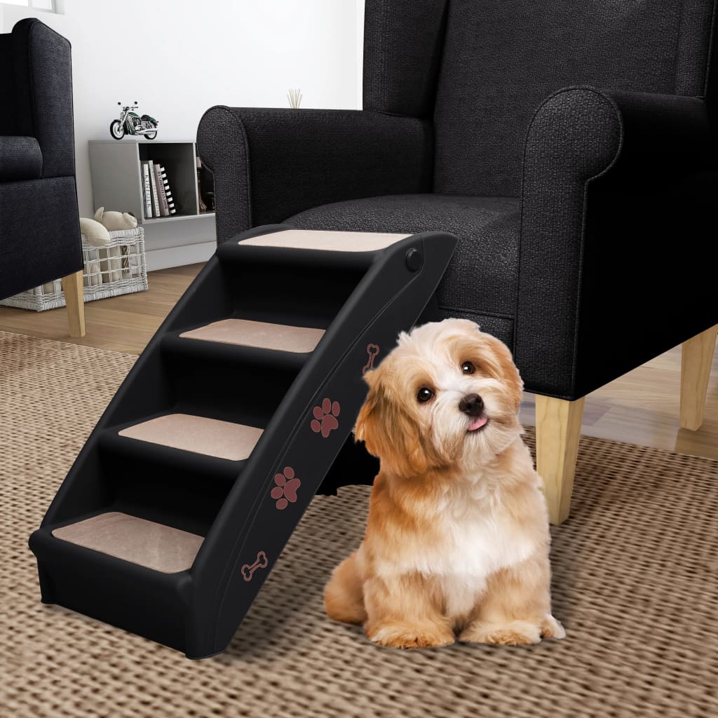 vidaXL Scară pentru câini pliabilă, negru, 62 x 40 x 49,5 cm Pentru animale de companie 2023-09-29