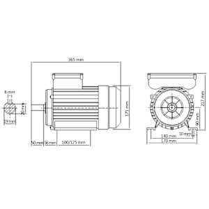 1fázový elektromotor hliník 2,2 kW/3 hp 2 póly 2800 ot./min - obrázek 8