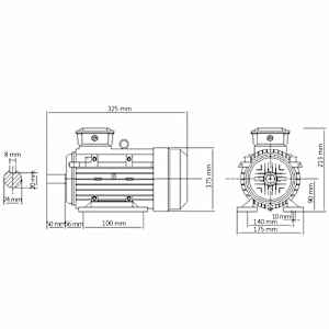 3fázový elektromotor hliníkový 1,5 kW/2 HP 2 póly 2840 ot./min - obrázek 8
