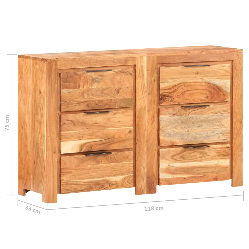 Skříňka se zásuvkami 118x33x75 cm masivní akáciové dřevo