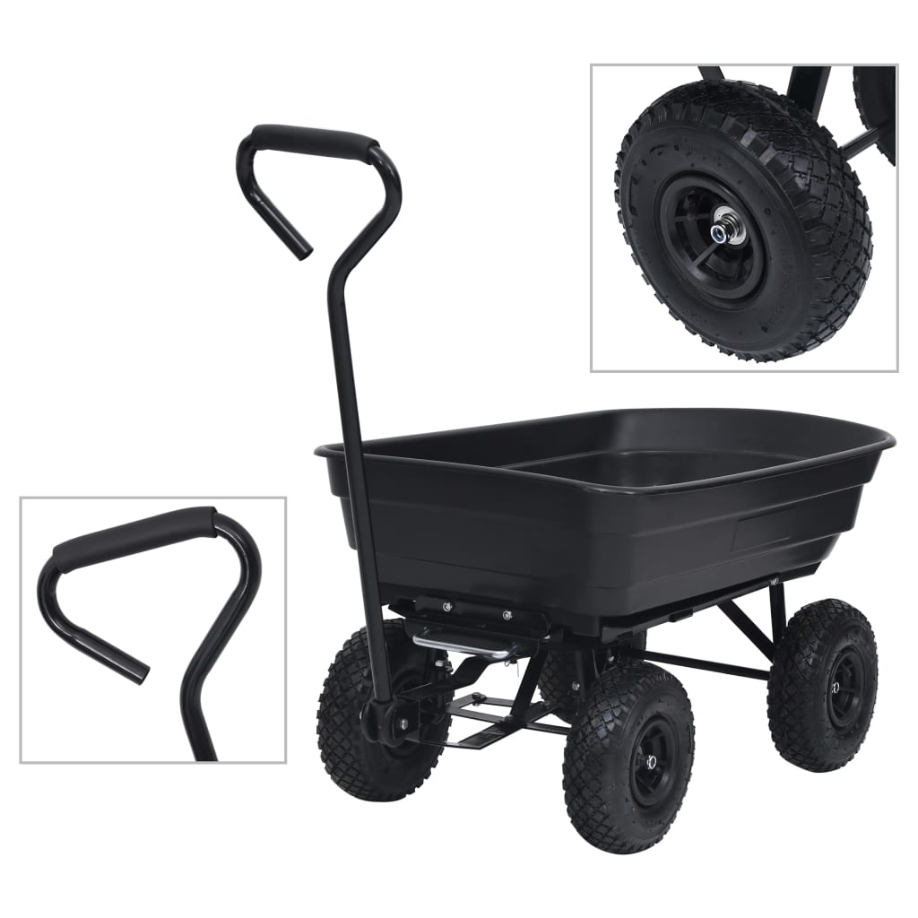 Petrashop  Zahradní sklápěcí ruční vozík 300 kg 75 l černý