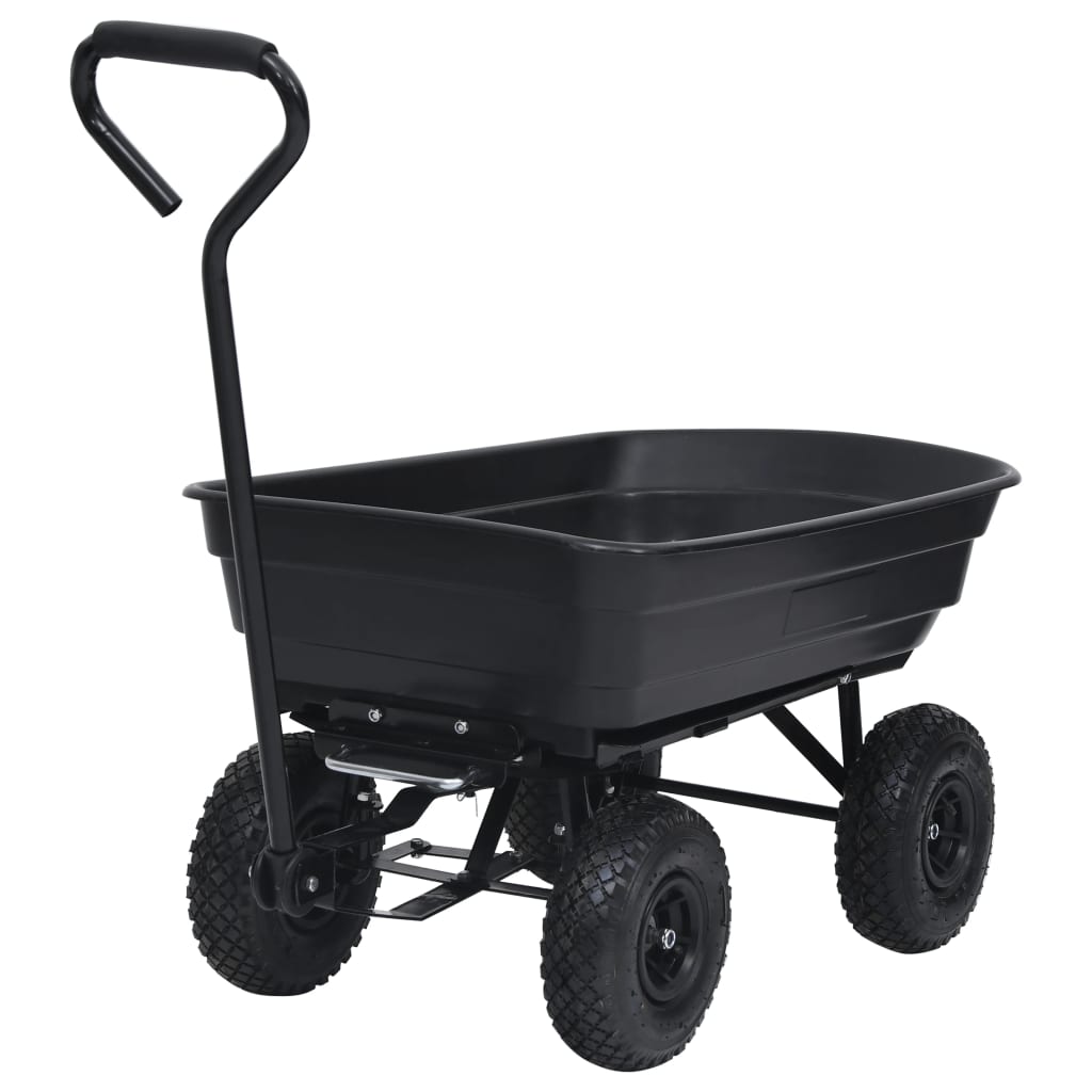 vidaXL Záhradný vyklápací ručný vozík 300 kg 75 l čierny