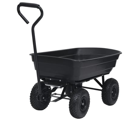 vidaXL Carrinho de mão basculante para jardim 300 kg 75 L preto