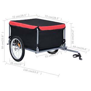 Vozík za kolo černý a červený 65 kg - obrázek 8